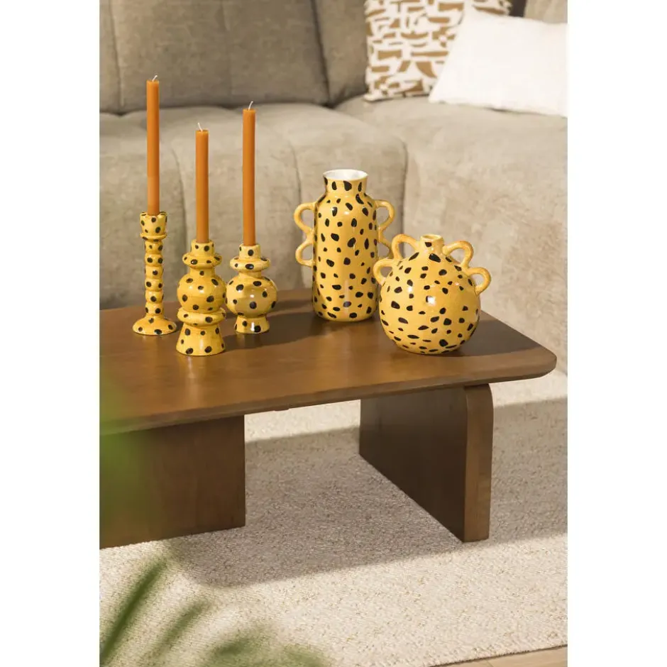 Vaas Dot - bruin/zwart - keramiek - 17x19,5x21,5 cm