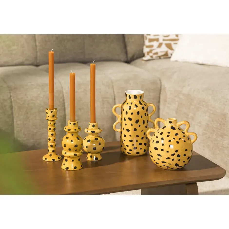 Vaas Dot - bruin/zwart - keramiek - 17x19,5x21,5 cm