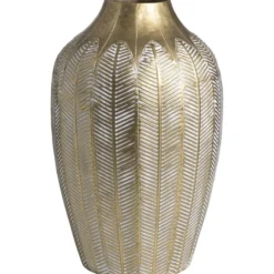 Vaas Flora - goudkleur - metaal - 46,5xØ28,5 cm