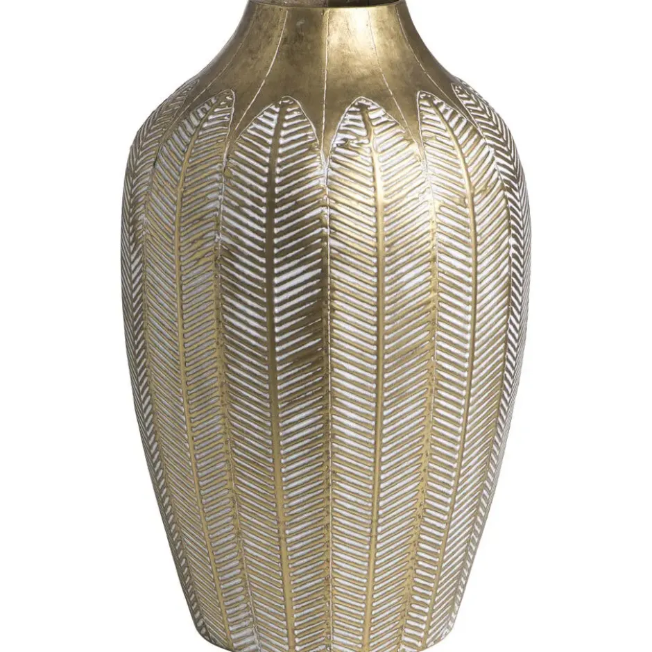 Vaas Flora - goudkleur - metaal - 46,5xØ28,5 cm