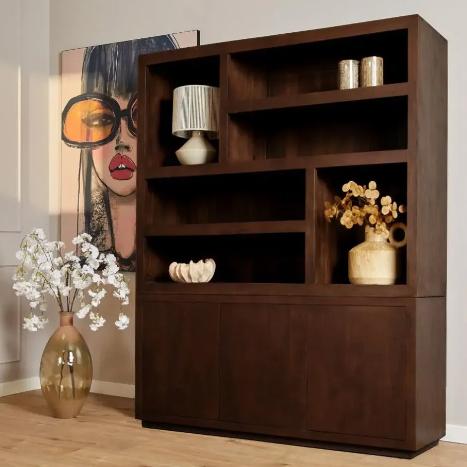 Vakkenkast Bruin Hout - 160x45x200cm - Brussel