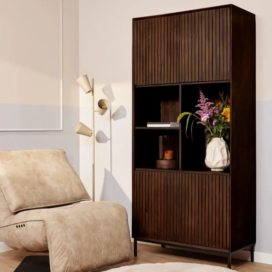 Vakkenkast Bruin Hout - 90x45x200cm - Madison