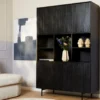 Vakkenkast Zwart Hout - 135x45x200cm - Madison XL