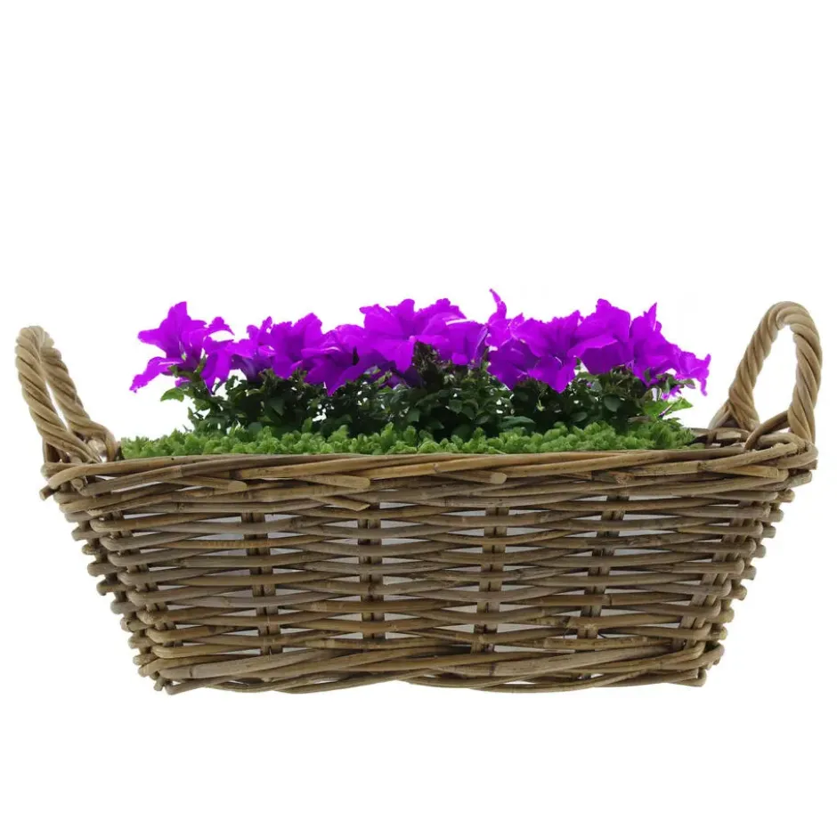 Van der Leeden Mand met hengsels - bruin - 42 x 27 x 14 cm -rotan