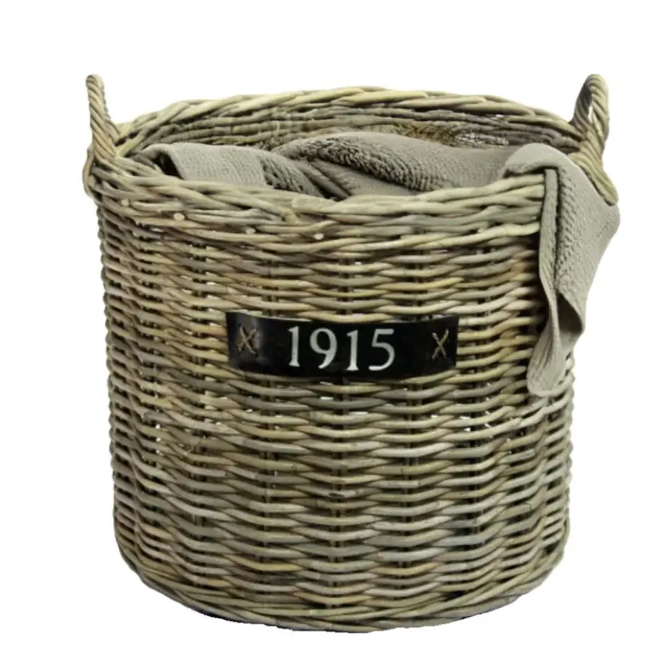 Van der Leeden Opbergmand - bruin - rond - D65 x H60 cm - rotan