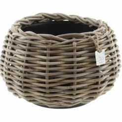 Van Der Leeden Planten/bloemen mand - rotan -D30 x H19 cm