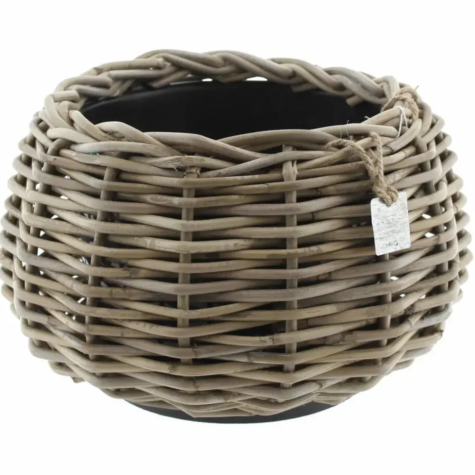Van Der Leeden Planten/bloemen mand - rotan -D30 x H19 cm