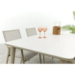 VDG Atmos/Sofia stapelbare aluminium 4-persoons dining tuinset 160x90 cm.-Latte