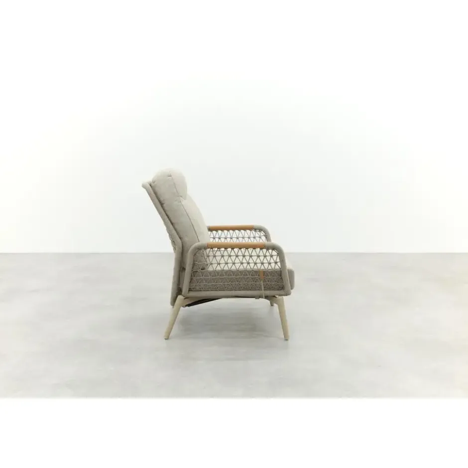 VDG Bilbao verstelbare rope loungestoel - Latte/Teak