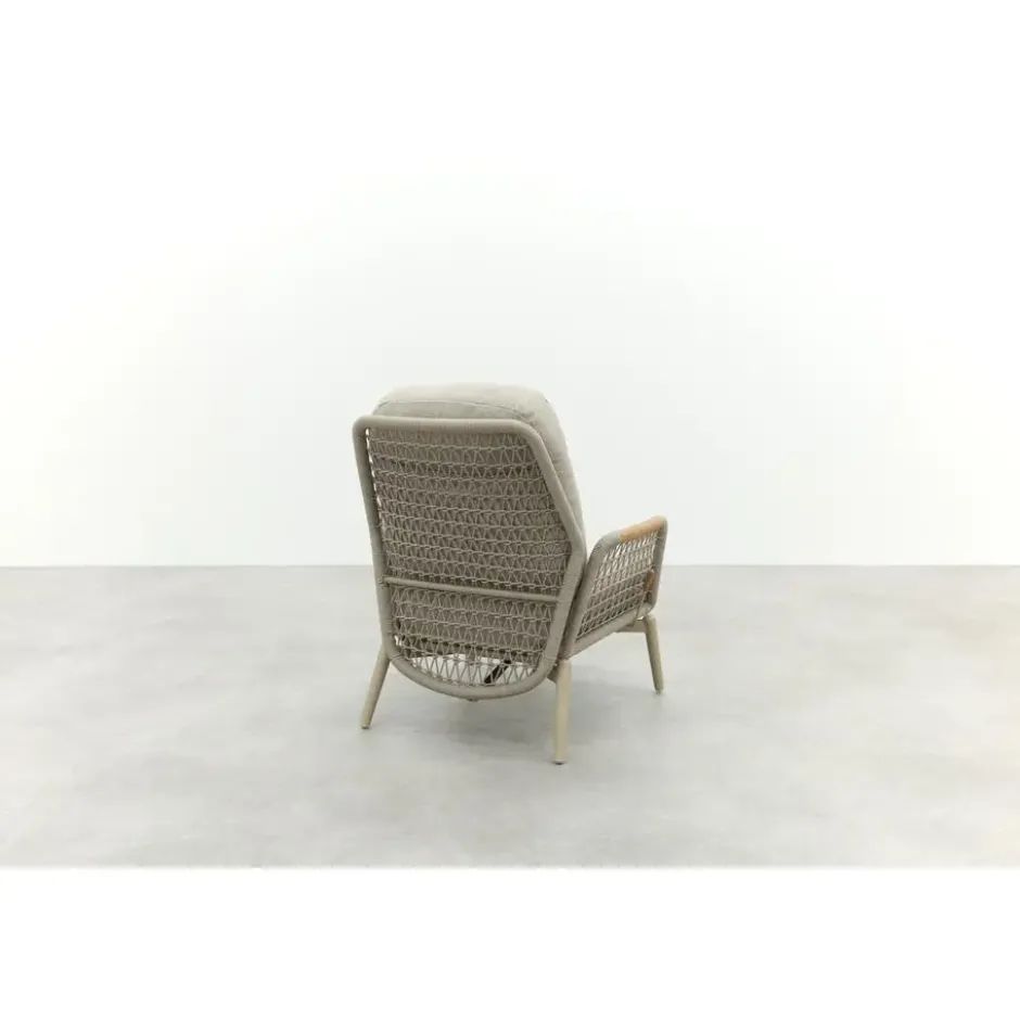 VDG Bilbao verstelbare rope loungestoel - Latte/Teak