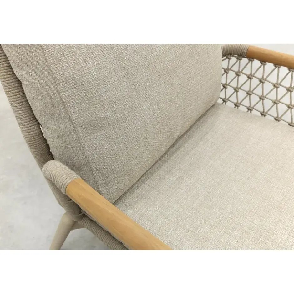 VDG Bilbao verstelbare rope loungestoel - Latte/Teak
