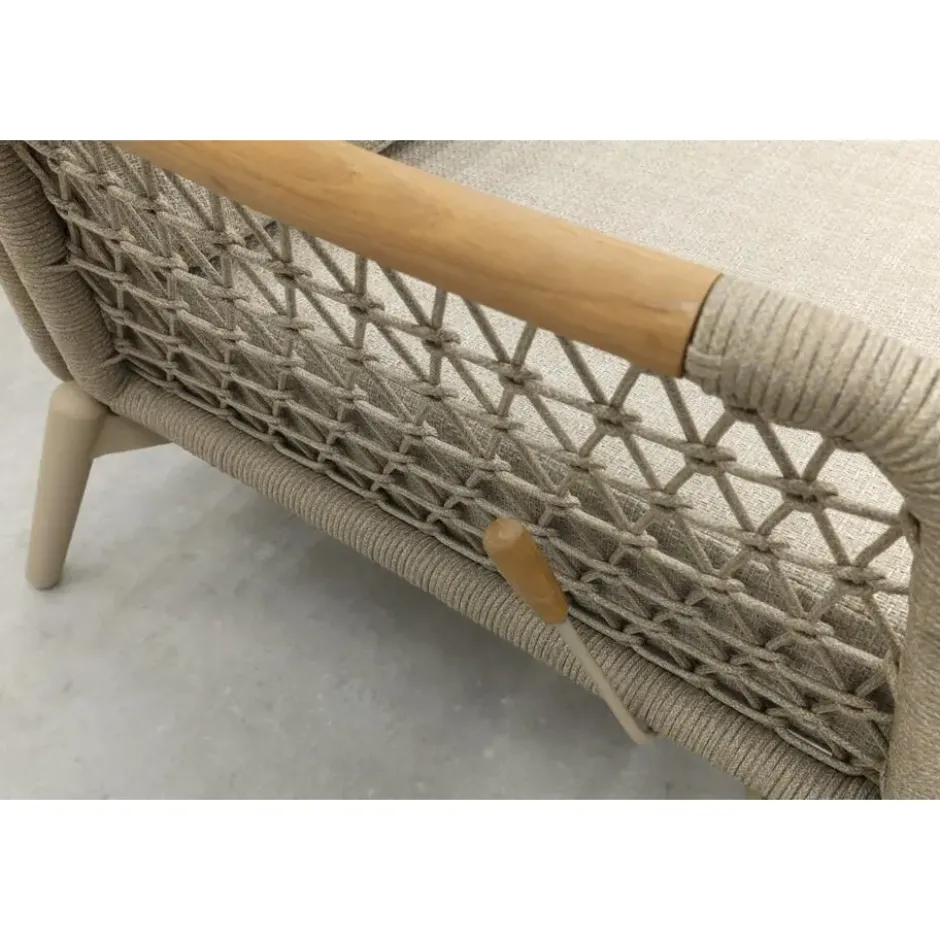 VDG Bilbao verstelbare rope loungestoel - Latte/Teak