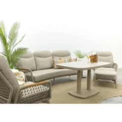 VDG Bilbao/Welton verstelbare rope stoel-bank loungeset - Latte/Teak