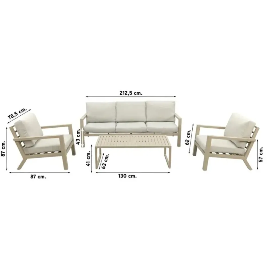 VDG Hugo stoel-bank loungeset - Latte/Beige