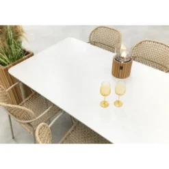 VDG Noa/Sofia stapelbare wicker 6-persoons dining tuinset 220x100 cm. - Latte