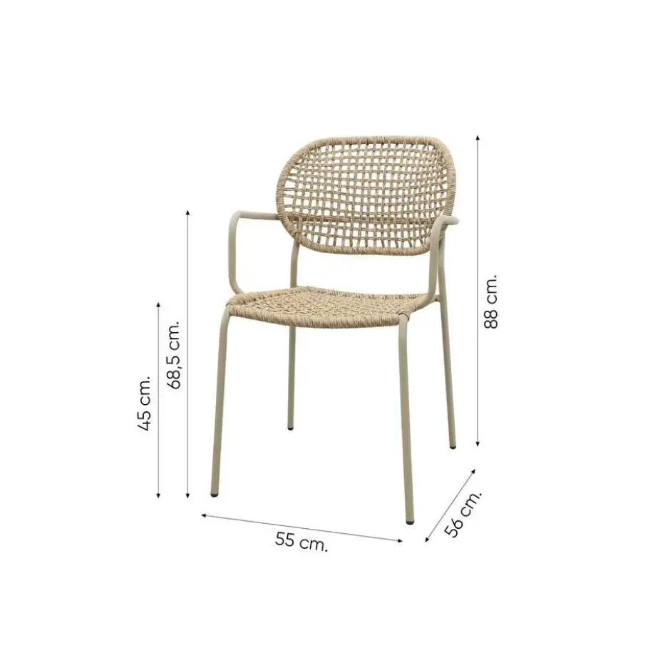 VDG Noa/Sofia stapelbare wicker 6-persoons dining tuinset 220x100 cm. - Latte