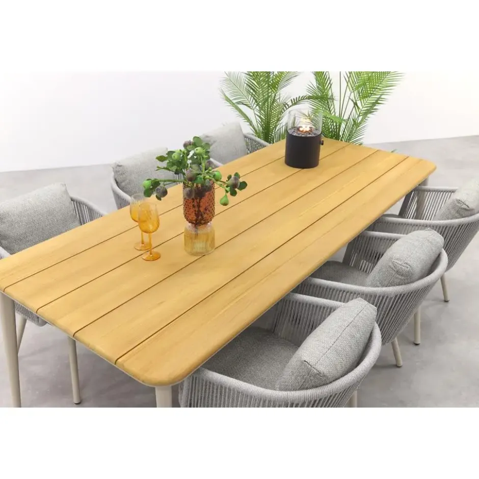 VDG Ohio/Alaska tuinset - teak/aluminium - mokka -240x100 cm