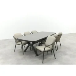 VDG Pisa/Ponto rope tuinset voor 6 personen 220x100 cm. - Antraciet