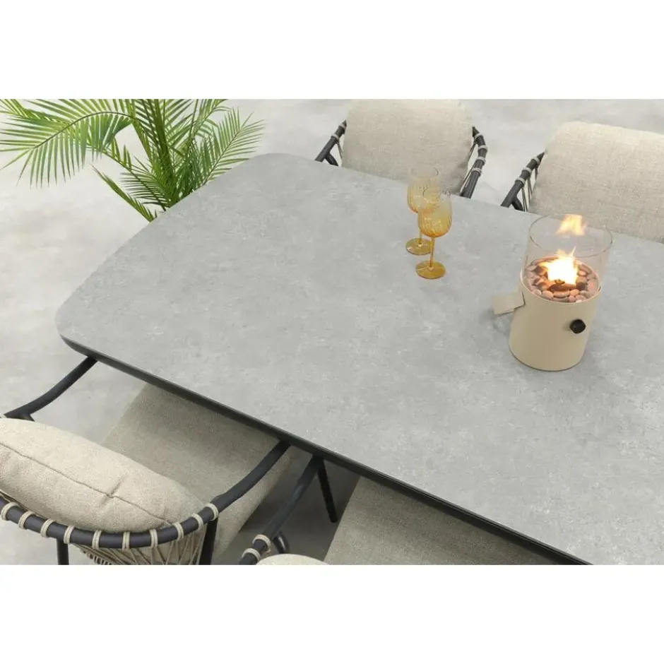 VDG Pisa/Ponto rope tuinset voor 6 personen 220x100 cm. - Antraciet