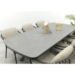 VDG Pisa/Ponto rope tuinset voor 6 personen 220x100 cm. - Antraciet