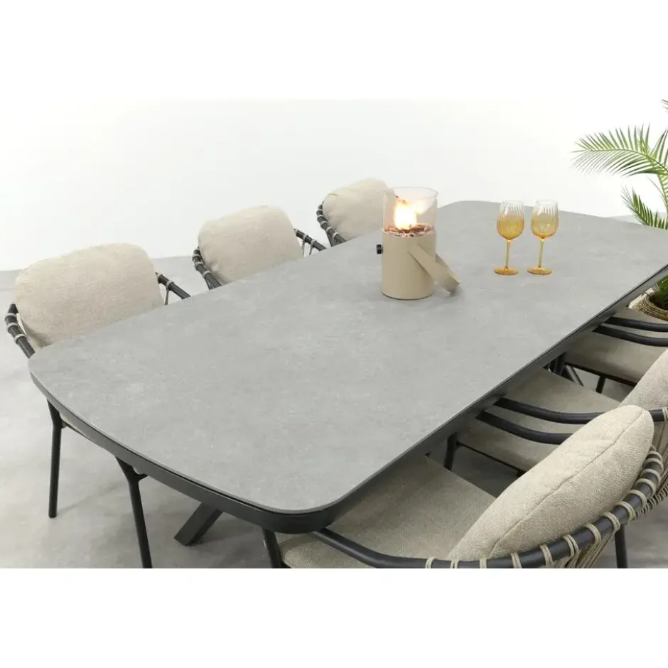 VDG Pisa/Ponto rope tuinset voor 6 personen 220x100 cm. - Antraciet