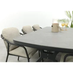 VDG Pisa/Ponto rope tuinset voor 6 personen 220x100 cm. - Antraciet