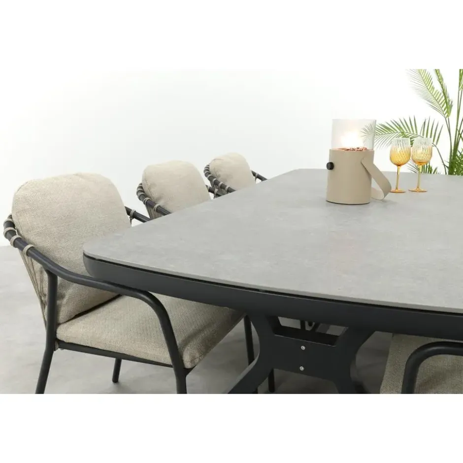 VDG Pisa/Ponto rope tuinset voor 6 personen 220x100 cm. - Antraciet