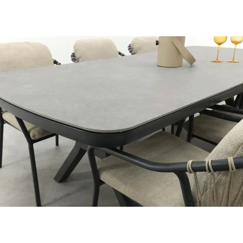 VDG Pisa/Ponto rope tuinset voor 6 personen 220x100 cm. - Antraciet