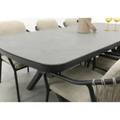 VDG Pisa/Ponto rope tuinset voor 6 personen 220x100 cm. - Antraciet