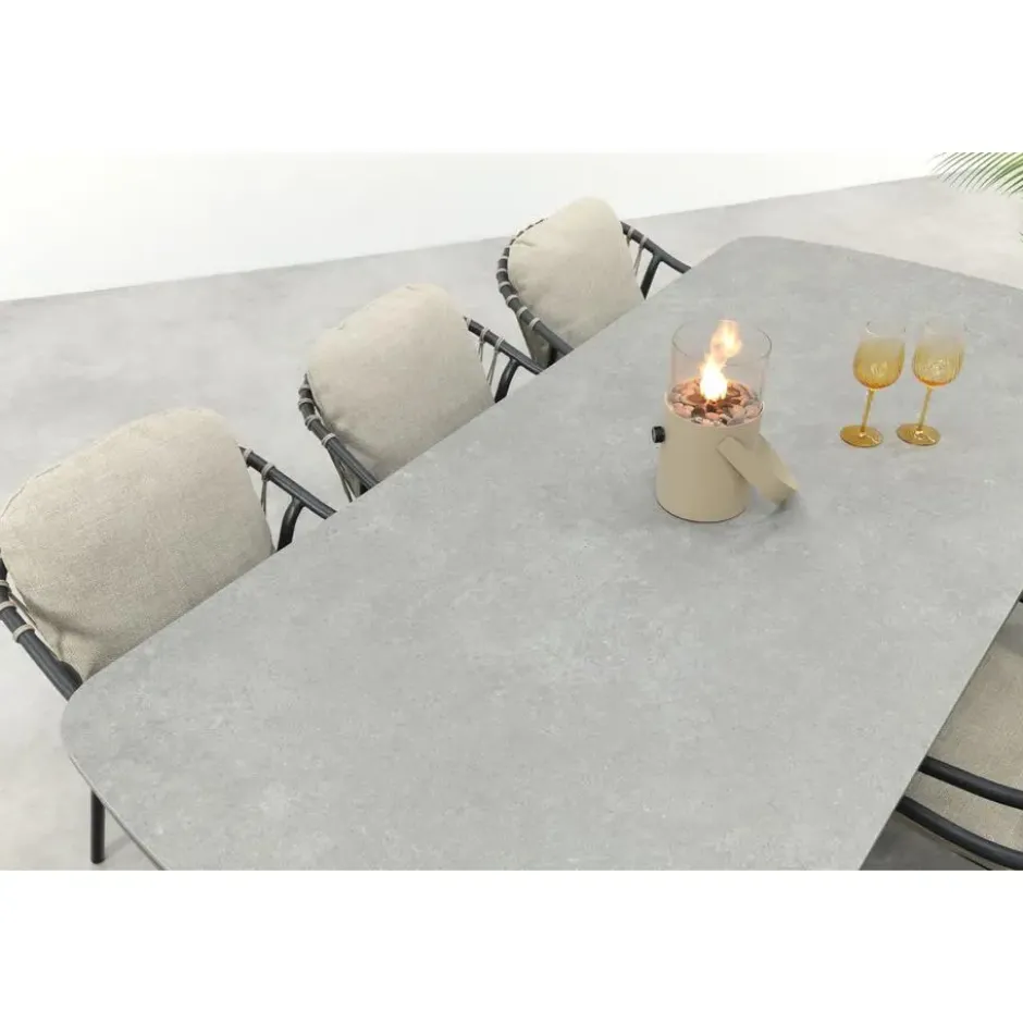 VDG Pisa/Ponto rope tuinset voor 6 personen 220x100 cm. - Antraciet