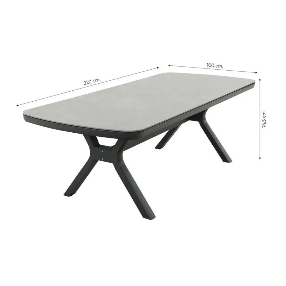 VDG Ponto dining tuintafel keramiek 220x100 cm. - Royal Grey