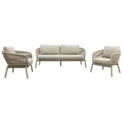 VDG Romeo rope stoel-bank loungeset - Latte