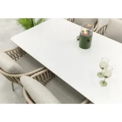 VDG Romeo/Sofia rope dining tuinset voor 6 personen 220x100 cm. - Latte
