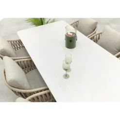 VDG Romeo/Sofia rope dining tuinset voor 6 personen 220x100 cm. - Latte
