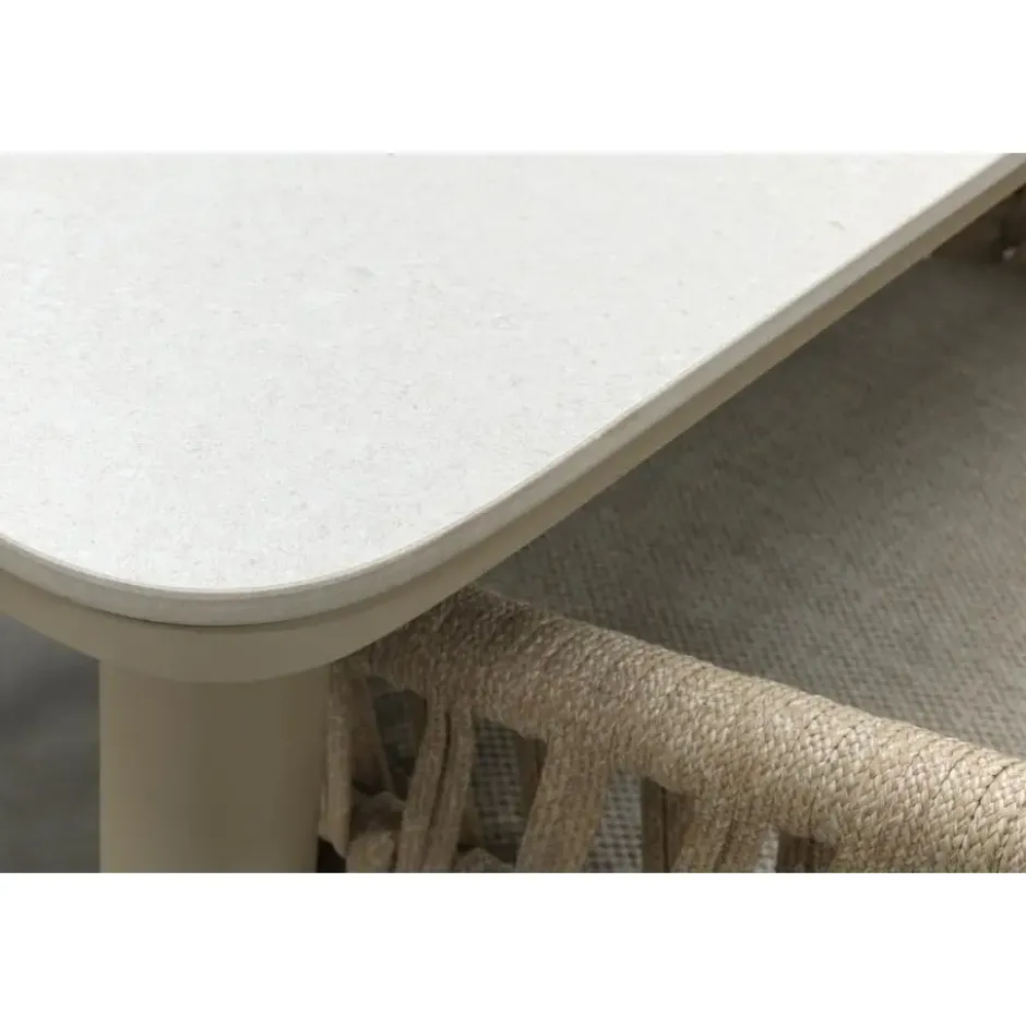VDG Romeo/Sofia rope dining tuinset voor 6 personen 220x100 cm. - Latte
