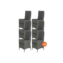 VDG Set van 6 - Timber wicker verstelbare tuinstoel - Organic Grey