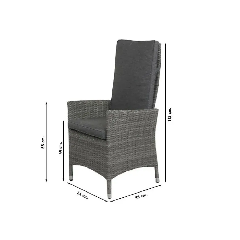 VDG Set van 6 - Timber wicker verstelbare tuinstoel - Organic Grey