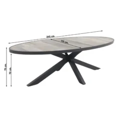 VDG Silva ovale tuintafel - houtlook - 240 x 115 cm