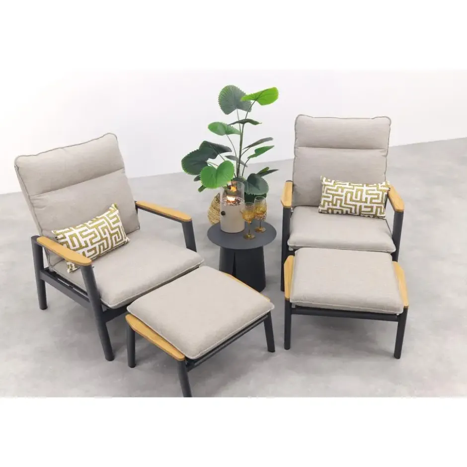 VDG Solaro/Velora verstelbare loungestoelen set (3-delig) - Royal grey / Zand