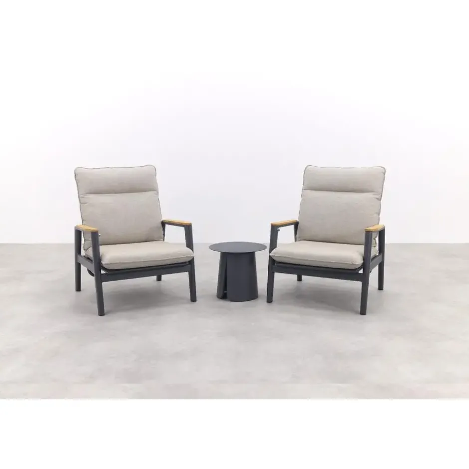 VDG Solaro/Velora verstelbare loungestoelen set (3-delig) - Royal grey / Zand