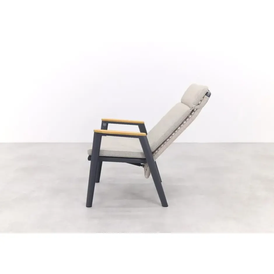 VDG Solaro verstelbare dining tuinstoel - light rope / teak arm