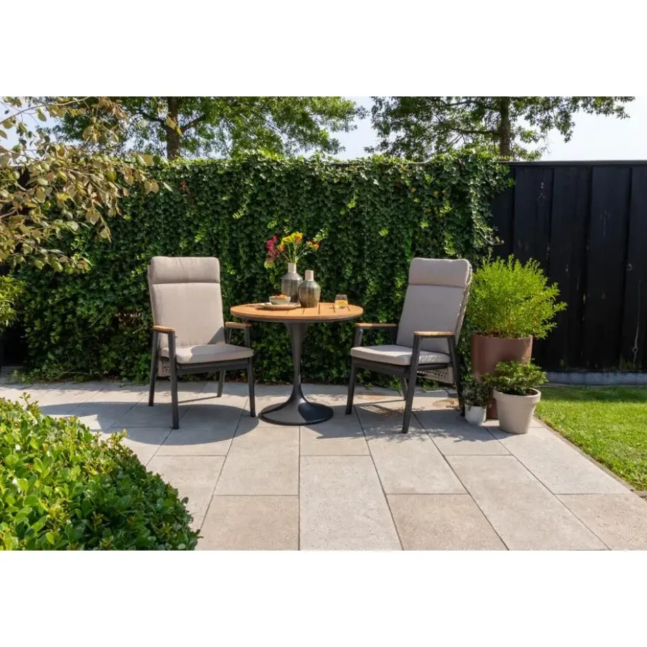 VDG Solaro verstelbare dining tuinstoel - light rope / teak arm