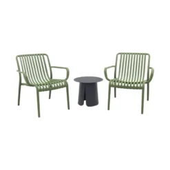 VDG Stripe/Velora loungestoelen set (3-delig) - Mosgroen/Royal grey