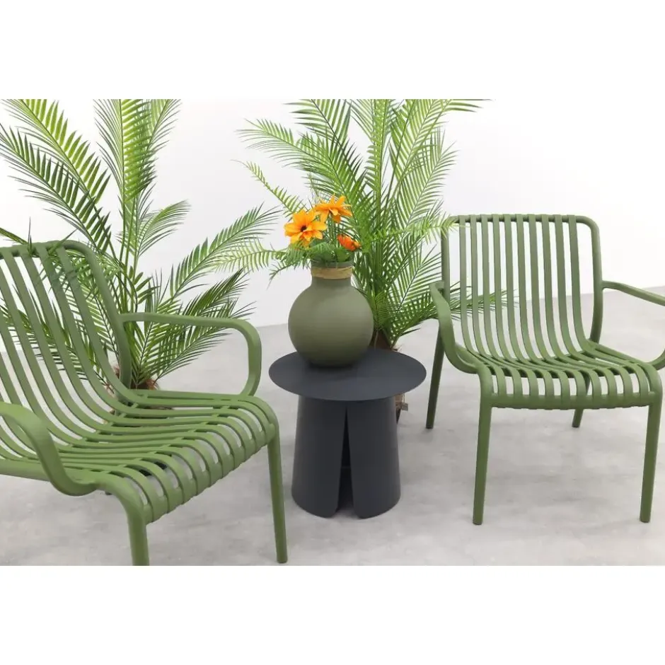 VDG Stripe/Velora loungestoelen set (3-delig) - Mosgroen/Royal grey