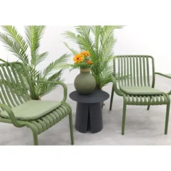 VDG Stripe/Velora loungestoelen set (3-delig) - Mosgroen/Royal grey