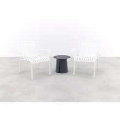 VDG Stripe/Velora loungestoelen set (3-delig) - Wit/Royal grey
