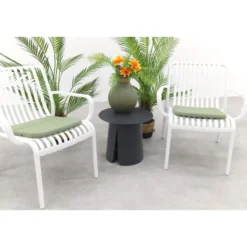 VDG Stripe/Velora loungestoelen set (3-delig) - Wit/Royal grey