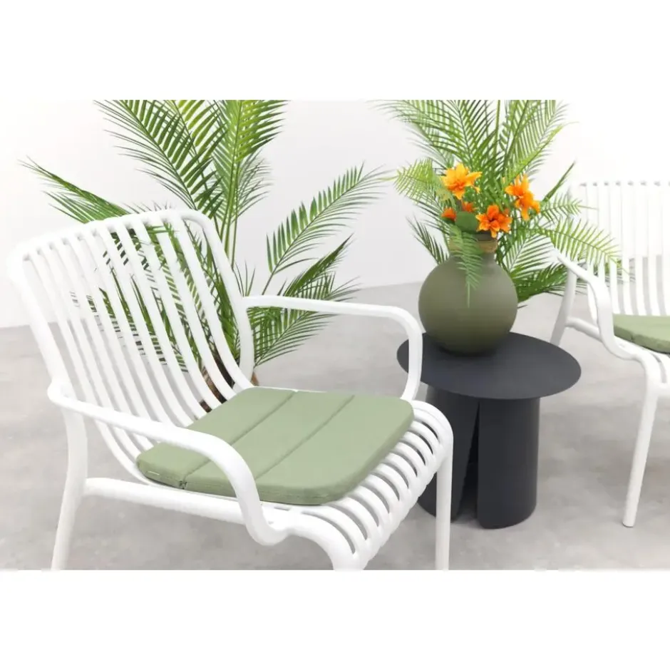 VDG Stripe/Velora loungestoelen set (3-delig) - Wit/Royal grey