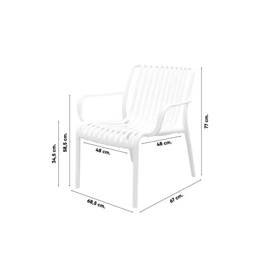 VDG Stripe/Velora loungestoelen set (3-delig) - Wit/Royal grey