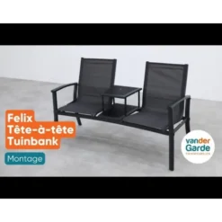 VDG Tete-a-Tete aluminium tuinbank Felix- Latte